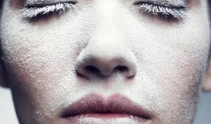 Skin care for stressed skin after outdoor activities in winter.